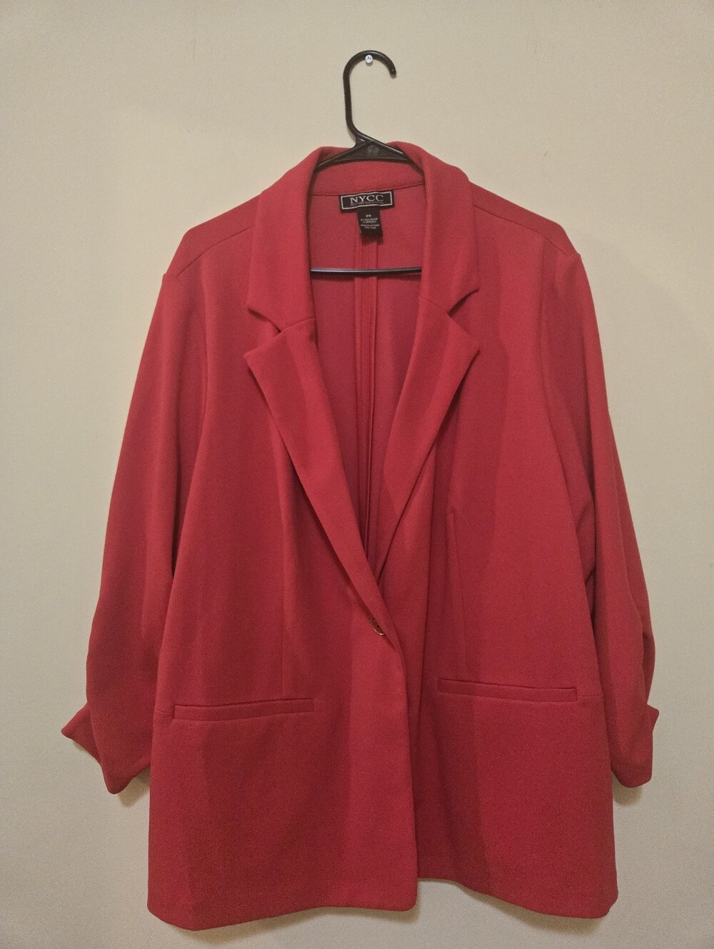 NYCC (New York Clothing Co.) red single-button blazer, Size 2X